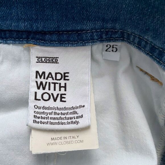 Closed Jeans Josy Cropped Mid-Rise Straight Leg Relaxed Fit Med Blue Wash Sz 25 - Picture 8 of 9